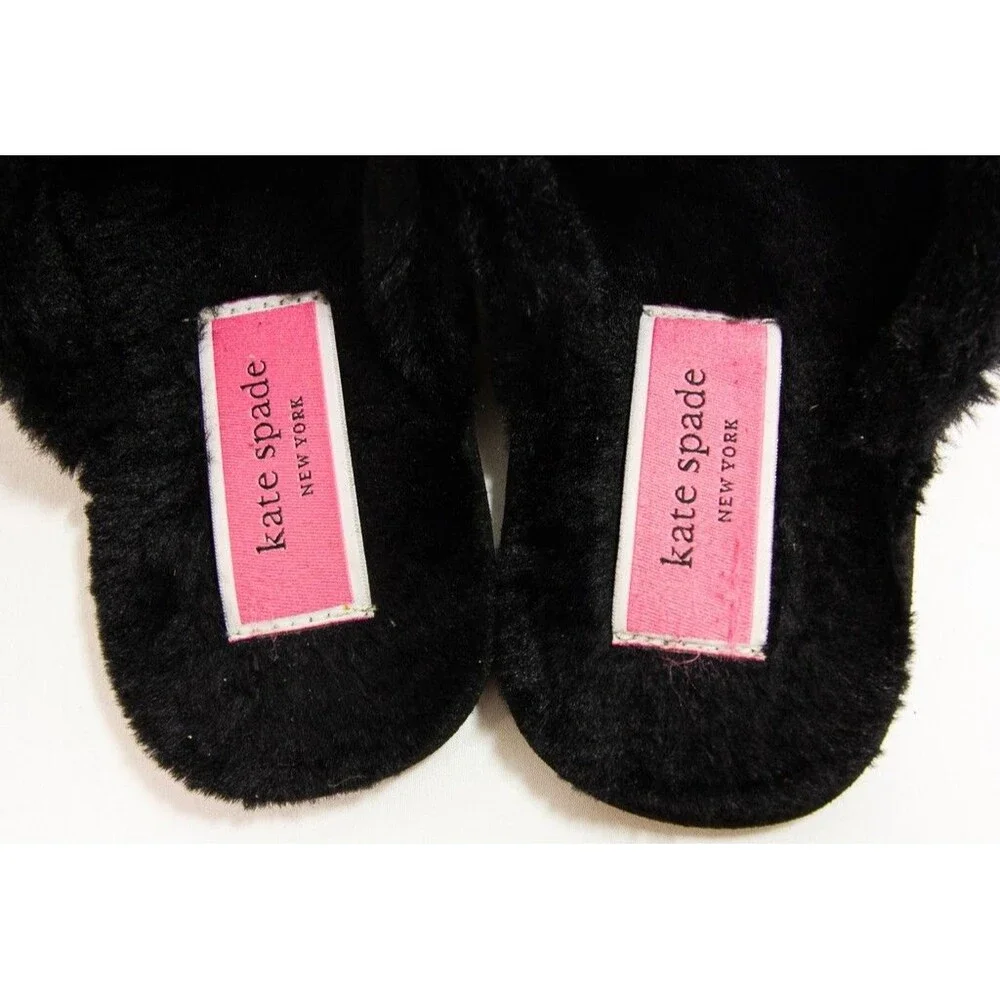 Kate Spade Lacey Glitter Slippers Slip-on Flats Bow Women's Size 9B Black